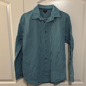 Apt. 9 Teal and White Checkered Button Down Shirt